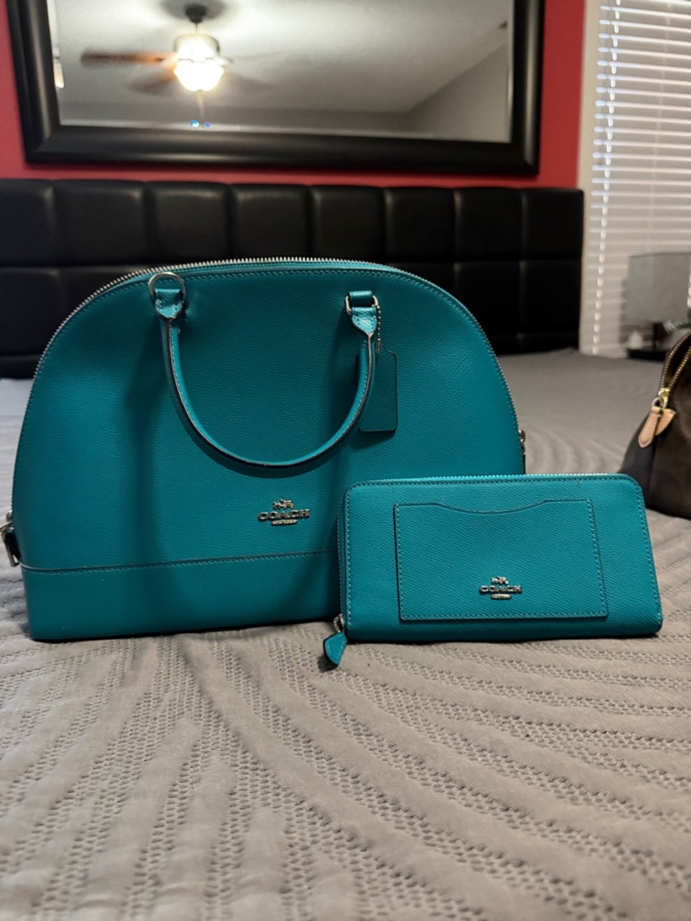 Coach Teal Dome Satchel with Matching Zip Wallet